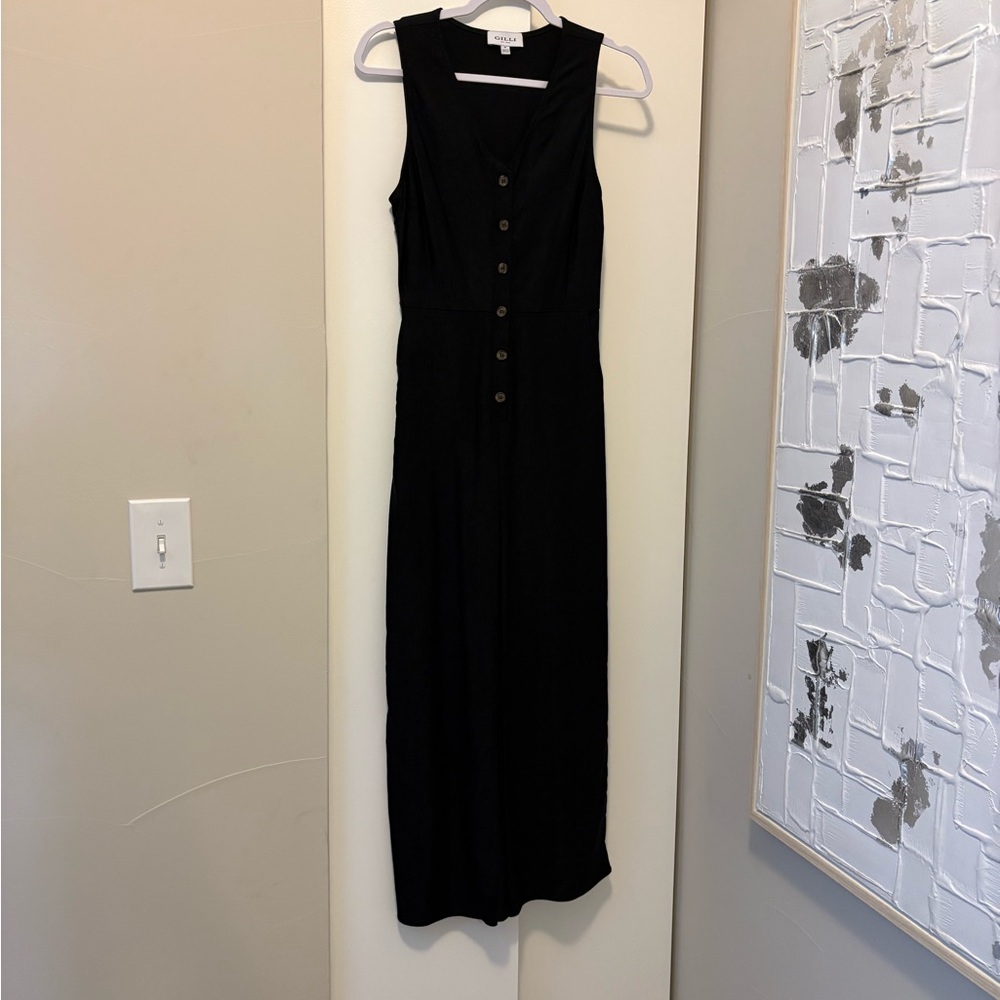 Gilli Black Sleeveless Button-Front Jumpsuit